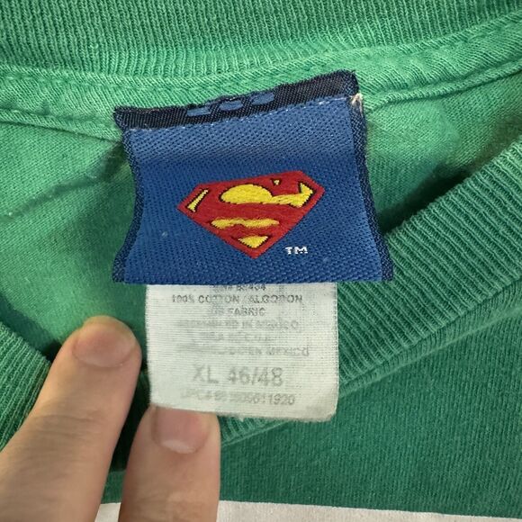 Superman Green Shield Logo Adult XL T-Shirt Classic DC Comics Tee Vintage - Picture 3 of 7